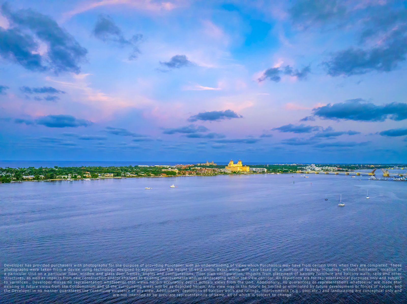 View photography from Residence 1602 at dusk